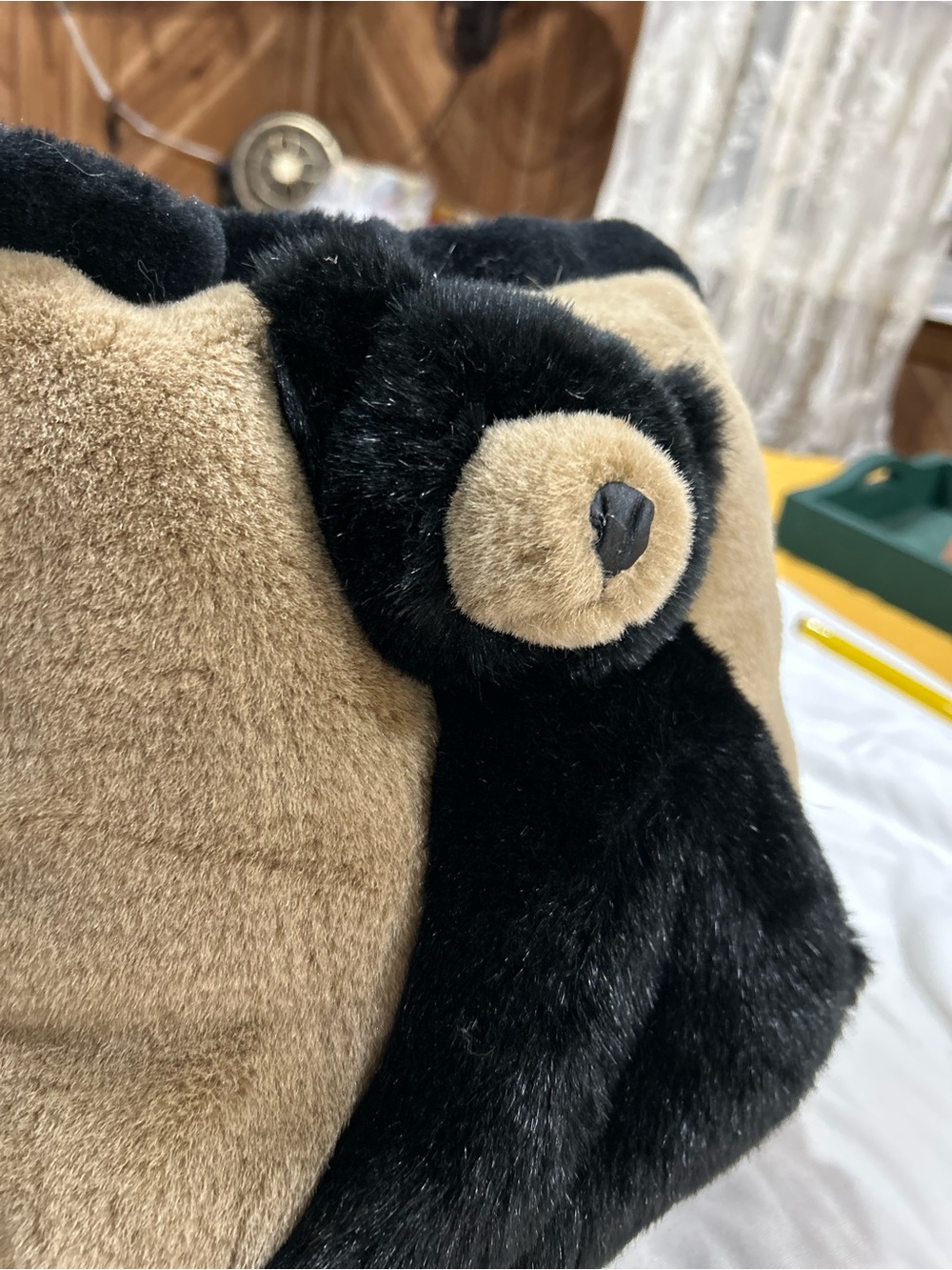 Vtg JAAG Plush 3D Black Bear Throw Pillow 12" - Picture 4 of 5